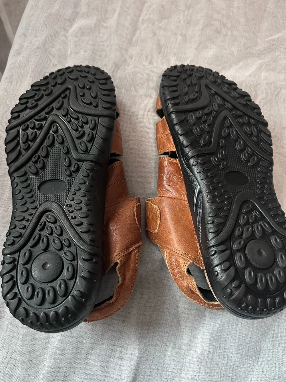 Men's Brown Leather Closed-Toe Sandals 44/11